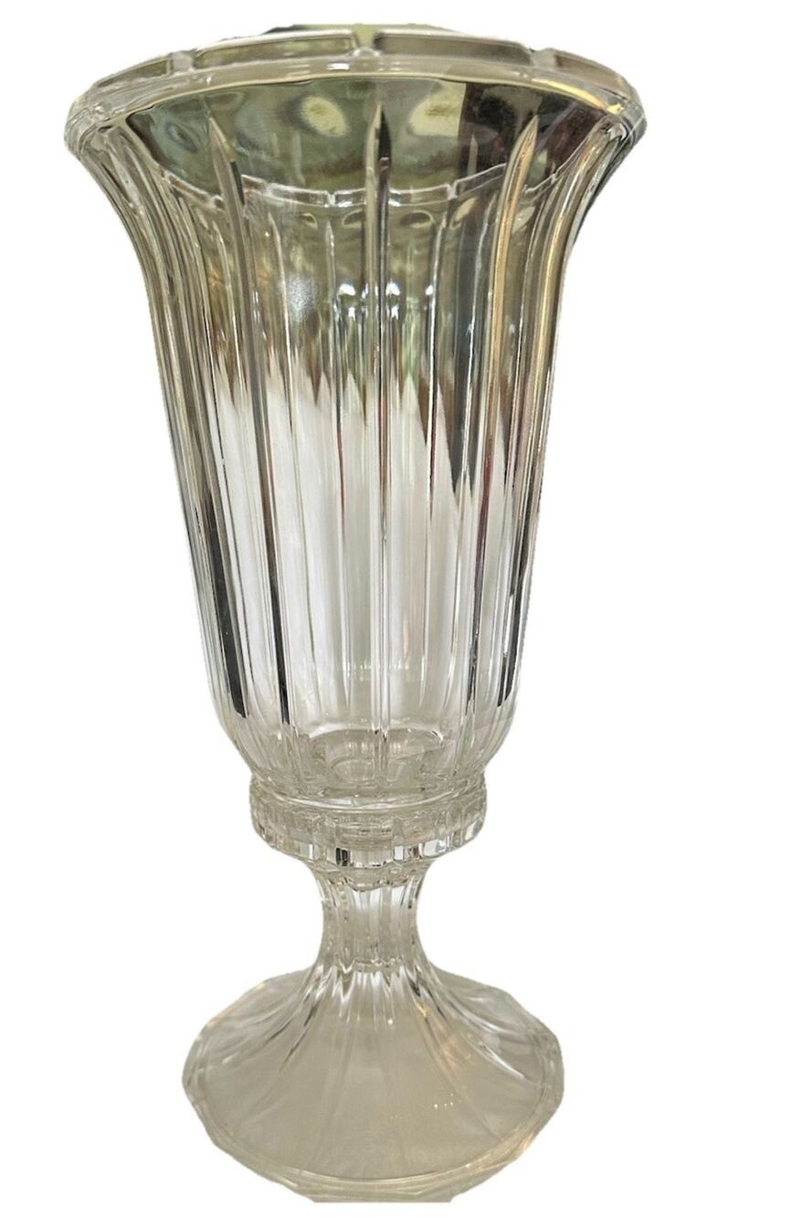 Large Imperial Crystal USA Hurricane Candle Holder 2 pieces 12" Tall